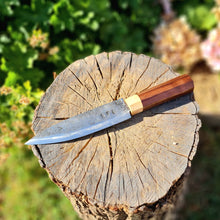 Load image into Gallery viewer, Viking Kitchen Knife, walnut and ash, built in garlic grater.
