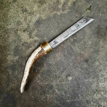 Load image into Gallery viewer, &quot;Dwarven Toothpick&quot;, carved antler Viking Ritual Knife
